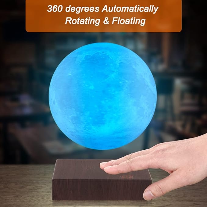 VGAzer Moon Lamp 3D Printing Magnetic Levitating Moon Light Lamps for Home、Office Decor, Creative Gift-6 Inch,Has 16 Colors 20 Modes