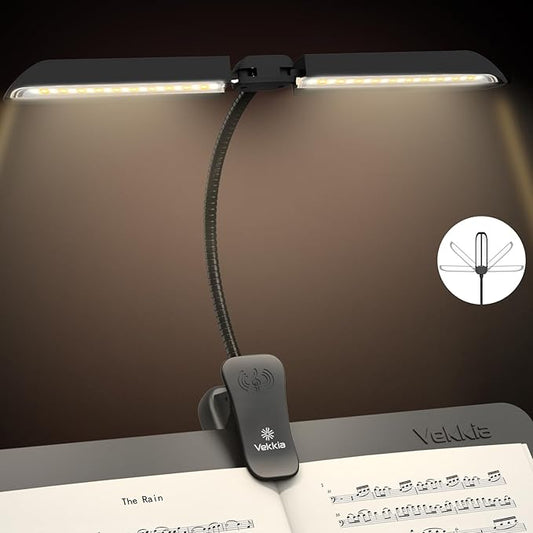Vekkia 64 Led Rechargeable Music Stand Light - Folding Clip On Piano Lamp, Portable Professional with 5 Brightness×3 Color Temperature for Grand Piano and Book Reading