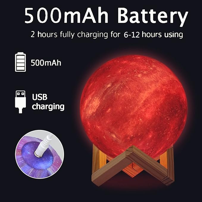 Moon Lamp, Night Light, 16 Colors Galaxy Lamp 3D Printing Moon Light with Stand/Remote Control/Touch/USB Rechargeable/Timer, Moon Night Light for Kids Friend, Home decor Mothers Day Gifts (4.8 inch)