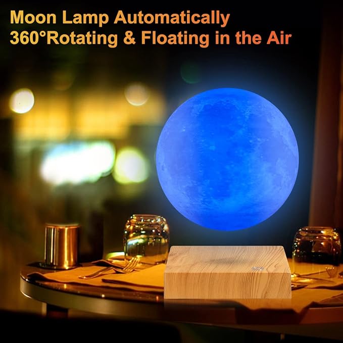 VGAzer Levitating Moon Lamp - Floating and Spinning Moon Light Spinning in Air - Night Lamp for Office, Home, Room Decor, (16 Colors)…