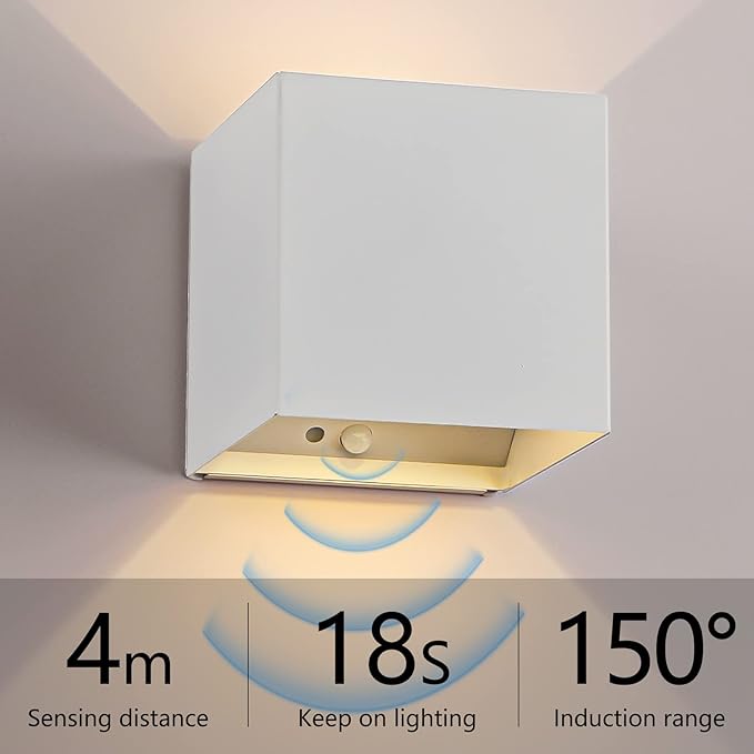 Motion Sensor Wall Light Indoor, 6000mAh Battery Operated Wall Sconce, Rechargeable Wall Light, Magnetic Cordless LED Energy Saving Night Light for Hallway Stairway Porch, White