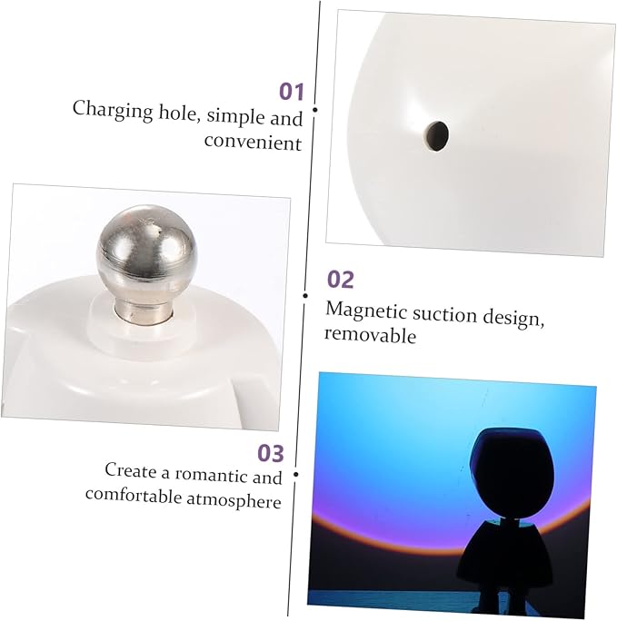 ARTIBETTER Mini Robot Sunset Projection Lamp Atmosphere Light with Larger Projection Angle for Home Vibe Creative Design for Parties and Decoration