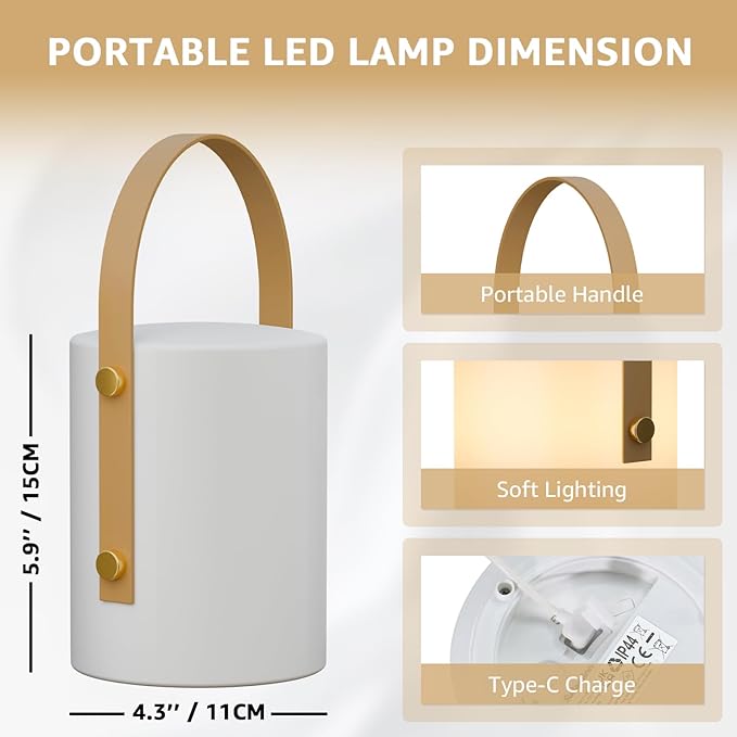 uuffoo LED Lantern Cordless Table Lamp IP44 Shower Safe with Remote, 8-10H Battery Life RGB Warm White Dimmable for Indoor Outdoor Patio Camping Home (White B)