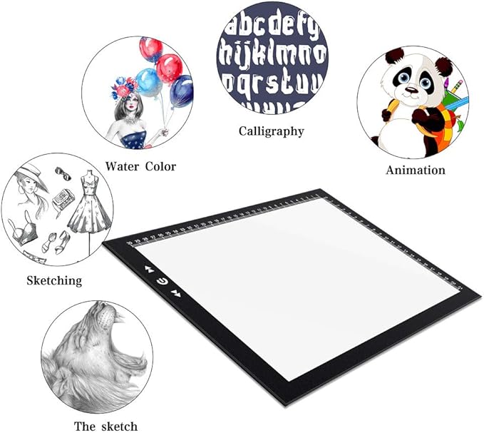 HSK A4 LED Artist tracing Light Box Copy Table, Adjustable High Brightness Light Pad for Tatto Drawing, Sketching, Animation,Diamond Painting Accessories