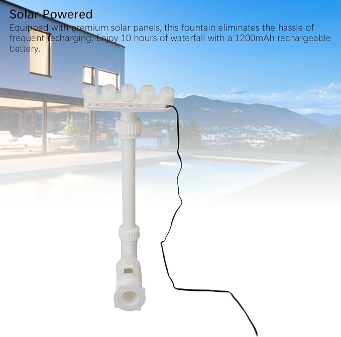 Solar Pool Fountain, RGB LED Waterfall with 7 Color Changing Modes and Remote Control, for Inground Pools and to Enhance Water Circulation and Relaxation