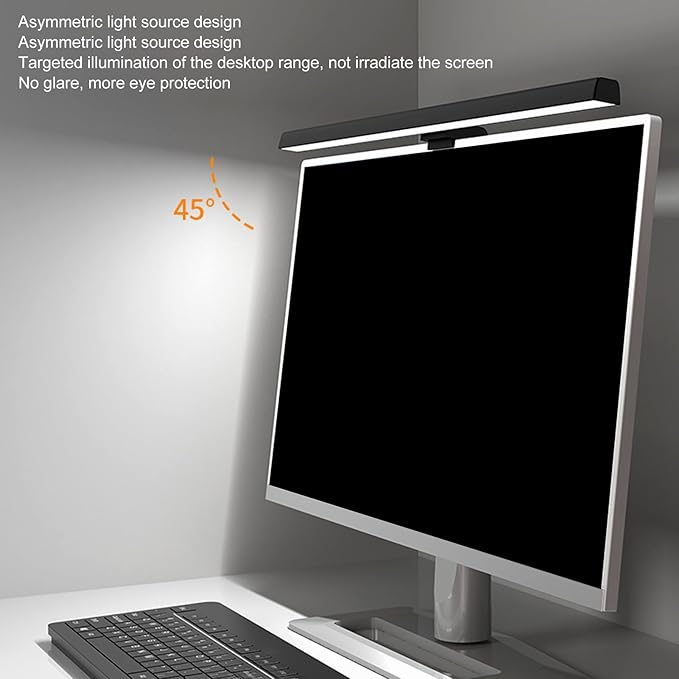 Monitor Light Bar, Screen Monitor Light Bar for Eye Caring with Touch Control, Three Levels Color Temperature and Infinite Dimming, for Computer Laptops (White)