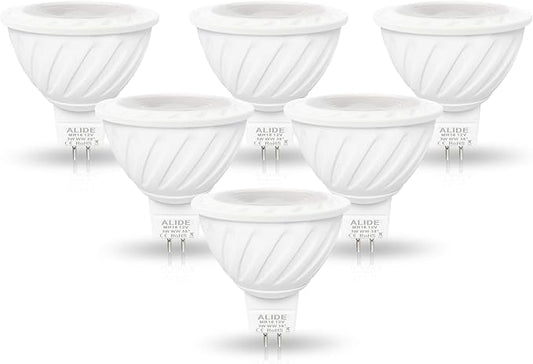 ALIDE MR16 3W Led Bulbs 20W Halogen Equivalent,2700K Soft Warm White,12V GU5.3 Low Voltage Bulb for Outdoor Landscape Flood Yard Garden Track Lighting,Non-Dimmable 270lm,38 Deg,6 Pack