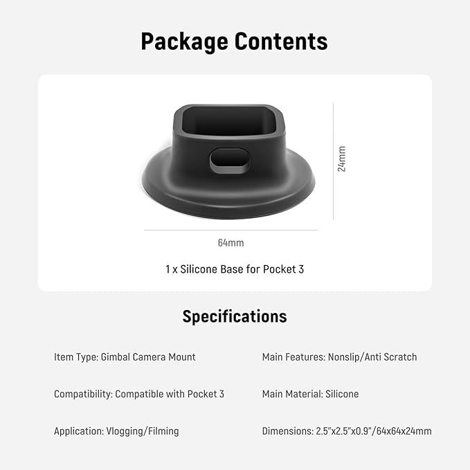 NEEWER Silicone Stand Base & Basics Magnetic RGB Light Compatible with DJI OSMO Pocket 3 Gimbal Camera & Creator Combo Accessories, ?64mm Nonslip Soft Stable Anti Scratch Desktop Mount Support Base