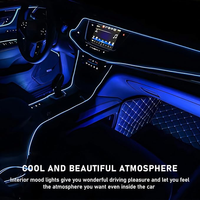 Car LED Strip Light, 24 LED RGB Auto Interior Atmosphere Lights, USB Vehicle Under Dash Ambient Night Light Strip, Interior Decorative Lamp Lighting Kit Car Accessories (Blue)