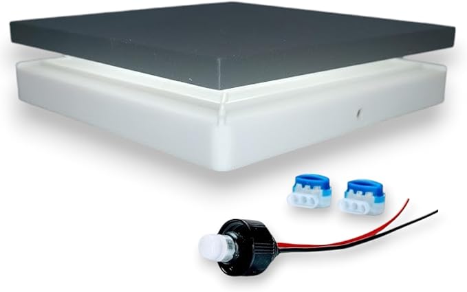 DekLights® DIY Line LED Lighted Post Cap for 6x6 Wood Posts (True 5.5"x5.5"). Our 12volt Low Voltage with Replaceable LED Bulb. for Your 6x6 Fence Posts (Black & White Cap 6000k Bulb)
