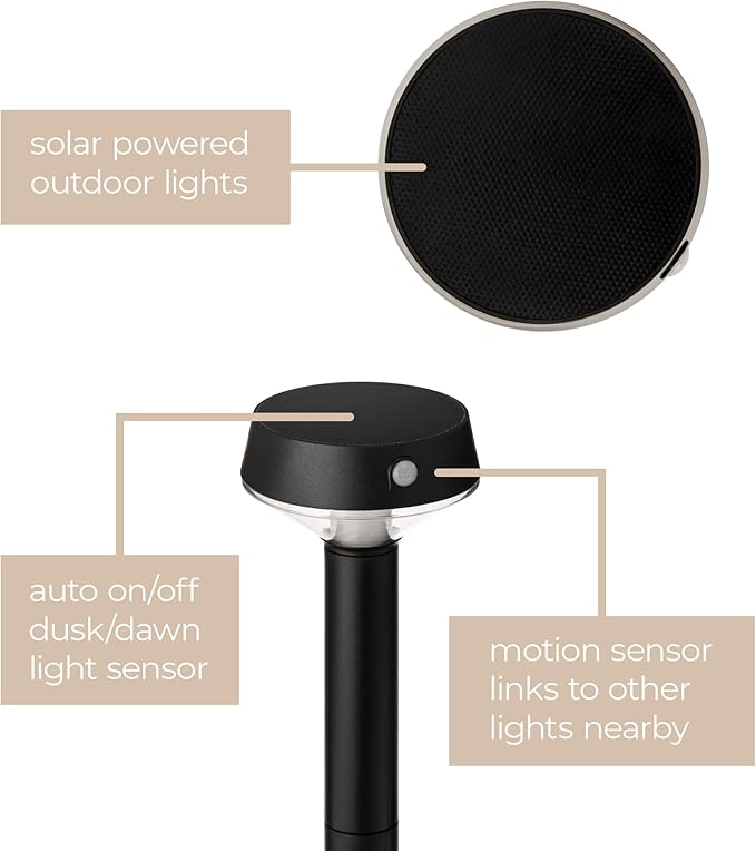 EcoPath Solar Collection LED Landscape Path Light or Fence Post Light with Linkable IR Motion Sensor and Daylight Sensor 80 Lumens 8 Hours on Full Charge 3000K in Black