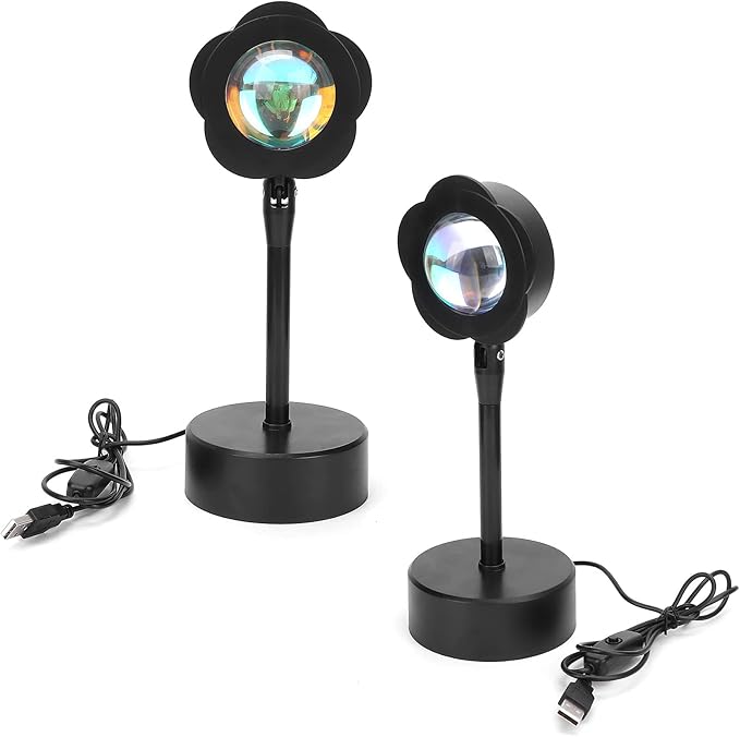 Sunset Projection Lamp, LED Atmosphere Light with 180 Degree Rotation, High Saturation Soft Beam Rainbow Halo Projector for Room Decor Photography Studio (Sun)