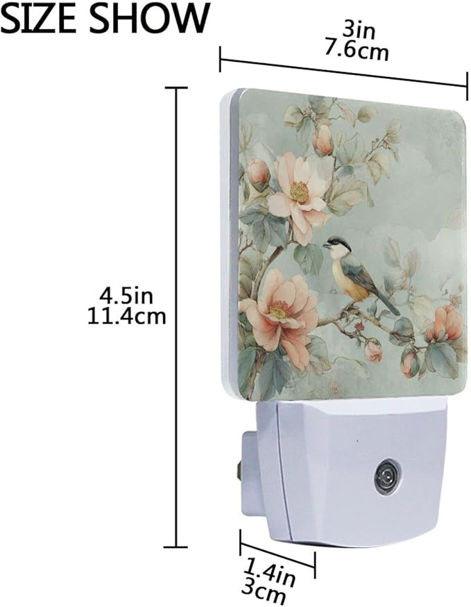 Bird Night Light 2 Pack Dusk to Dawn Sensor Led Lamp for Women Men Night Lights Plug into Wall Decor for Bedroom Kitchen Corridor, 0.5W