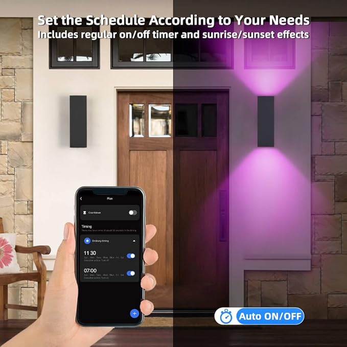 SHIMR Smart Outdoor Lights, RGBCW Color Changing Outdoor Lights, Modern Exterior Lighting Fixture Aluminum with Remote Control, Black Up and Down Lighting for House Compatible with Alexa [ETL Listed]