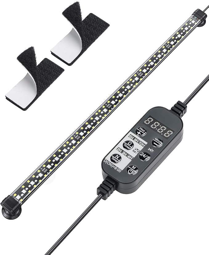 Pawfly 12W Aquarium LED Light 24 Inch 24/7 Fish Tank Light with Full Spectrum White Blue Red Green Lights Multi-Colored LEDs with D/N Mode Single Color Effects Timer and Adjustable Brightness