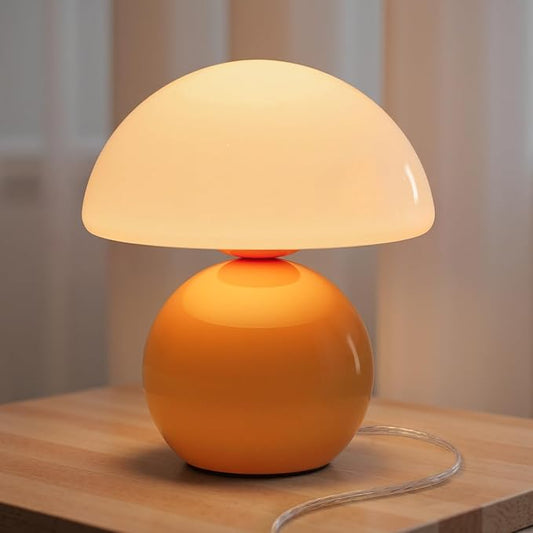 NIORSUN Mushroom Lamp,Table Lamp for Bedroom, 2700k Dimmable Desk Lamps,Small Bedside Table Lamps for Living Room Night Stands, Mushroom Decor Cute Mini Modern Mid Century Lamps Orange