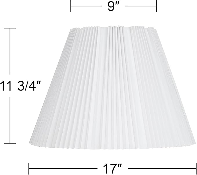 Hardback Knife Pleated Empire Lamp Shade Brussels White Large 9" Top x 17" Bottom x 12.25" Slant x 11.75" High Spider with Replacement Harp and Finial Fitting - Springcrest
