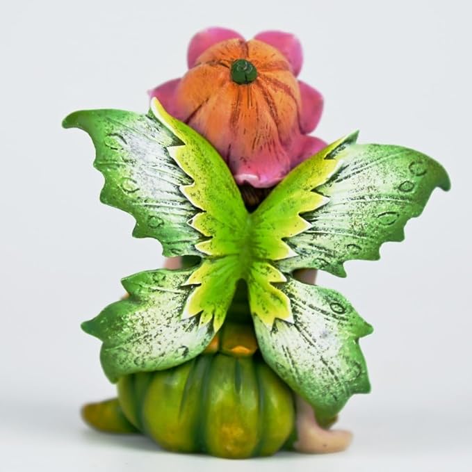 Fantasy Fairy Figurine, 3.15 Inch Mini Garden Fairy Statue, Hand-Painted Resin Indoor Outdoor Decor for Desk, Plant Pot, Fairy Garden (Green & Pink)