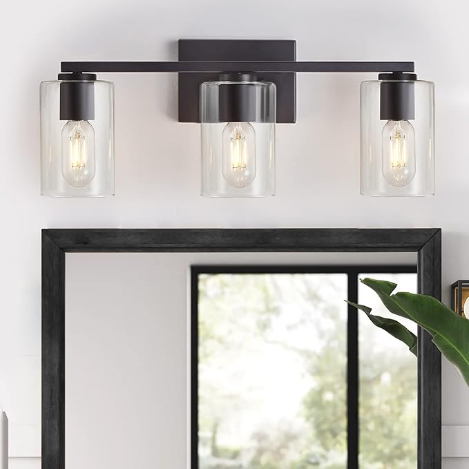 3 Light Black Vanity Lights,Modern Bathroom Vanity Light Fixtures Over Mirror,Industrial Bathroom Lighting for Bedroom,Kitchen