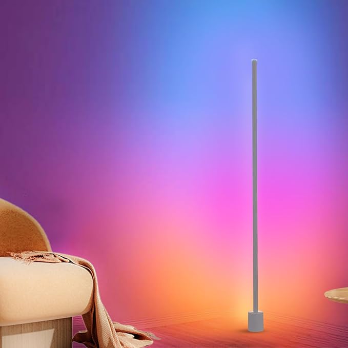 Ailofy Smart Corner Floor Lamp, LED Floor Lamp with Alexa and App Control, 16 Million DIY Colors, Music Sync, DIY Color Modes,Timer Setting, Suitable for Living Room and Bedroom
