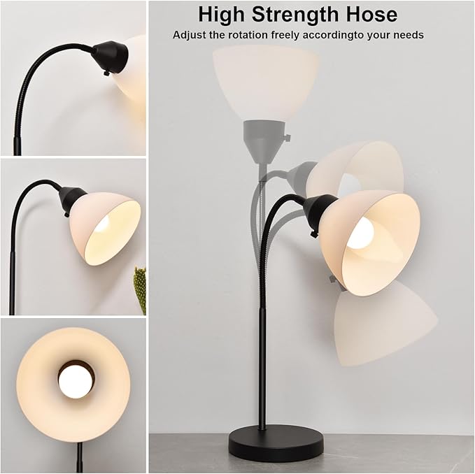 2 Pack LED Desk Lamp for Home Office, 3 Levels Dimmable Reading Light, Flexible Table Lamp for Bedside Office, Rotary Switch Control, Desk Lamp for College Dorm Study, Bulb Included, Black
