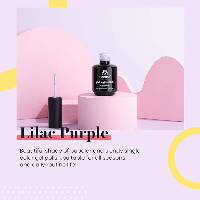 beetles Light Purple Gel Polish - 15ml Lilac Purple Violet Mauve Color Nail Gel Soak Off Uv LED Nail Lamp Gel Polish Spring Colors Nail Art Manicure Salon DIY Home Solid Color Gel