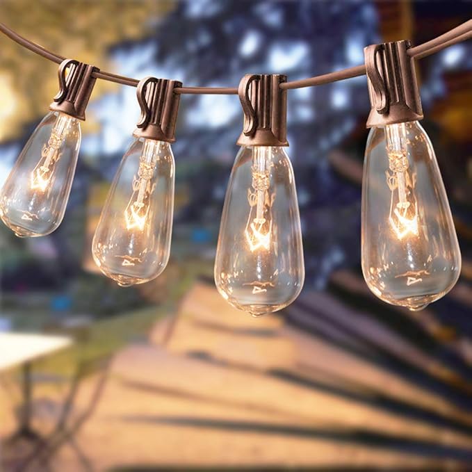 Abeja 10 Pack Replacement Bulbs for Outdoor String Lights, ST40 Clear Edison Light Bulbs,7 Watt- E17 Screw Base for Replacement Bulbs for Outdoor String Lights, Warm White