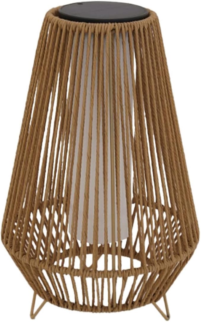 EcoGreen Rocket Floor LED Solar Rattan Lamp – 11.81 * 18.5 Inch Anti Rust Steel Frame with Weaving &Built-in Lights, Warm Glow, 8H Runtime, Solar-Powered Light for Garden & Patio – Single Pack/Large