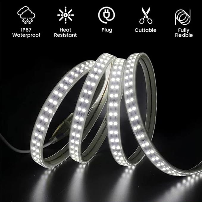 SUYOOULIN LED Strip Lights, High Voltage AC110V-130V 164ft/50m Super Bright 200000LM Waterpoof IP68 2835 180 LEDs/m LED Light Strips for Home Garden Outdoor Decoration(Warm White 3500K)