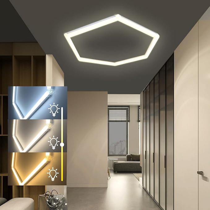 Hexagon LED Lights: 3 Colors 3000K 4000k 6500K 6 Pack 1 Honeycomb Hexagon Garage Lights Super Bright Car Detailing Ceiling LED Shop Light for Warehouse Workshop Gym Basement
