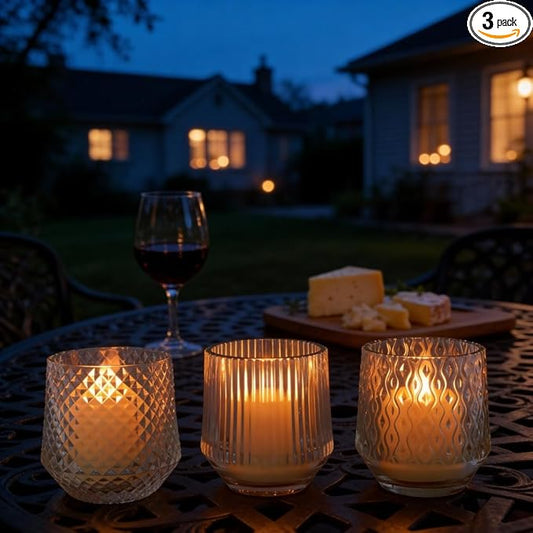 Rechargeable Flameless LED Candles Set – Crystal Clear Glass, Real Wax, Warm White Flicker, Remote & Timer, Spring Home Decor for Women, USB Rechargeable