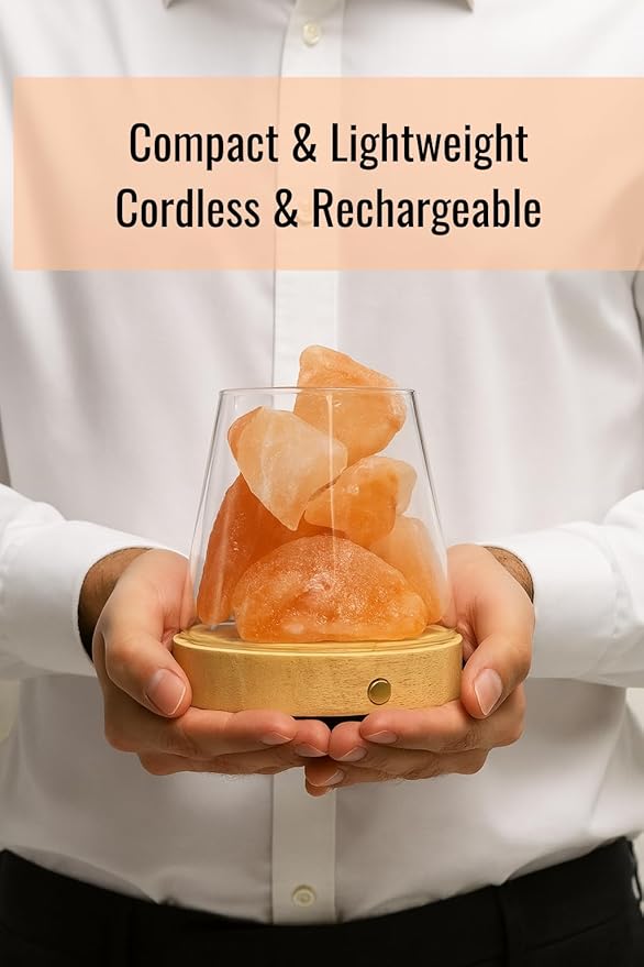 Mystic Romance Himalayan Salt Lamp Rechargeable, Pink Himalayan Salt Crystal Lamp in Glass, Color Changing Cordless Table Lamp with Remote for Bedroom, Bedside, Desk & Home Decor