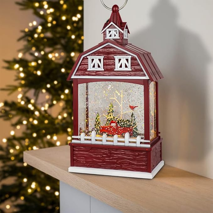 Eldnacele Musical Snow Globe Lantern with Timer, Lighted USB/Battery Operated Swirling Singing Water Glittering, Snow Globes Lamp for Adults and Kids Christmas Decoration- Car