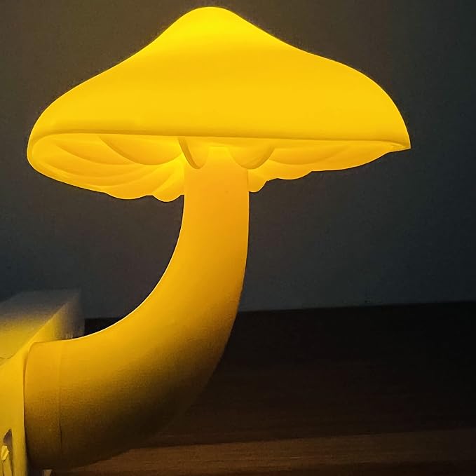 Sensor LED Mushroom Night Lights - 2Pack Plug into Wall Mushroom Lamp, Cute Mini Dream Bed Nightlight for Kids Adults for Home Office, Bedroom, Bathroom Toilet, Stairs, Hallway Corridor, Warm Yellow