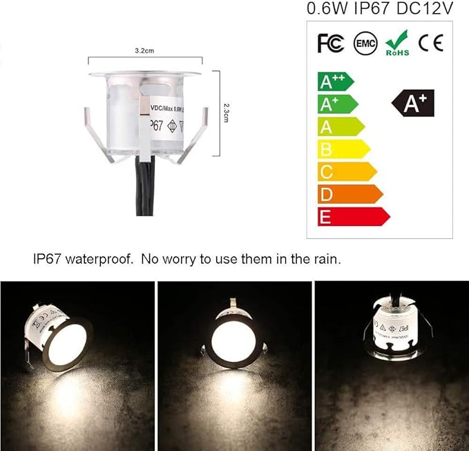 Lixada Recessed LED Deck Light Kit In Ground Outdoor Landscape Light IP67 Waterproof Low Voltage for Outdoor Yard Garden Steps Stair Patio Floor Pool Deck Kitchen Decoration-10 Pack-Natural White