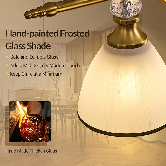 ANDY STAR Gold Bathroom Light Fixture, 5-Light Bathroom Wall Sconces, 35 inch Brass Vanity Light with Milky White Frosted Glass Shade, Large Vintage Wall Lights for Spacious Rooms