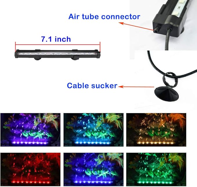 Aquarium Air Bubble Light, RGB LED Fish Tank Light with 16 Colors & 4 Modes, Remote Control, IP68 Submersible Aquarium Lamp for Turtle Tank, Betta, Shrimp