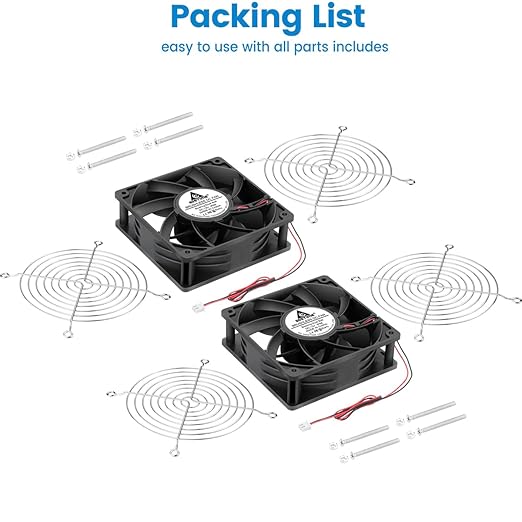 GDSTIME 120mm x 38mm 12V DC IP68 Waterproof Fan, High Speed Dual Ball Bearing Brushless Computer PC Case Exhaust Cooling Fan 2Pin for RV Refrigerator Solar Battery Box Ventilation, 2 Pack