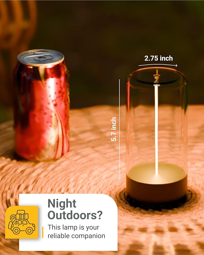Sunco Magnetic Filament Light Rechargeable Table Lamps Minimalist Flexible LED Camping Lamp Dimmable Cordless 1W 55 LM 2700K Soft White 3-Step Dimming 10%-100% USB-C Rechargeable.