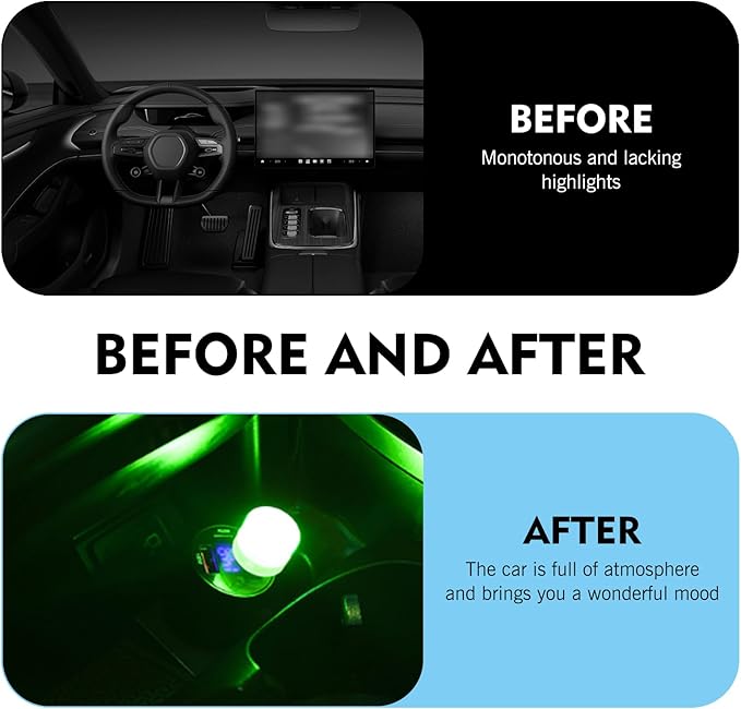 2 PCS USB Plug Lights, LED Mini Round RGB Color-Changing Car Ambient Lamp, Portable Decorative Lighting, Universal for Bedroom, Hallway, Bathroom, Kitchen (Multicolored)