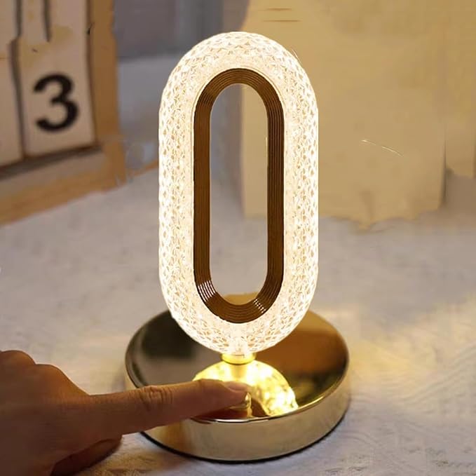 Crystal Table Lamp, Touch Control Nightstand Night Light, USB Rechargeable Bedside Light for Bedroom Living Room Desktop Bar Cafe Office Indoor Decoration (Pentagram)(Runway)