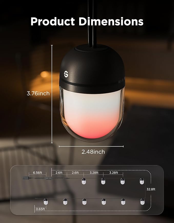 Govee Outdoor Chromatic String Lights, 32.8ft RGBIC Outdoor Lights with 55 Uni-IC Control LED Bulbs, 111+ Scene Modes, IP67 Waterproof, String lights compatible with Alexa, Google, Matter, App Control