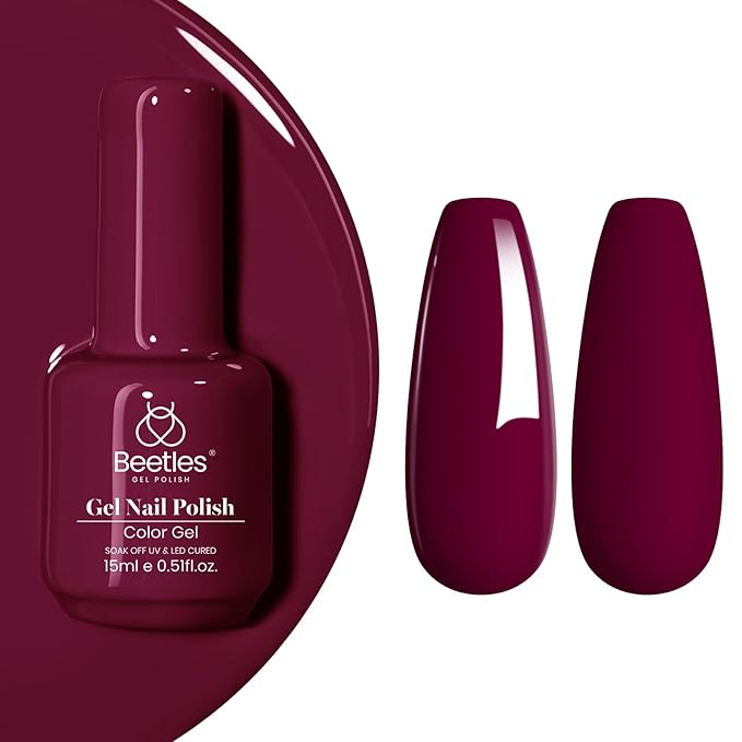 Beetles Wine Red Gel Polish - Vanessa Wine 15ML/0.51Fl Oz, Burgundy Dark Red Gel Nail Polish, Soak Off UV LED Lamp Burgundy Nails Art, Long-Lasting Manicure Salon DIY Home Gifts for Woman