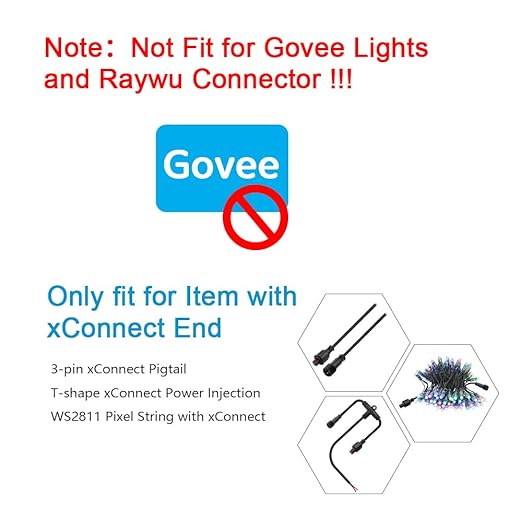 ALITOVE 6.56ft 3 Pin xConnect Extension Cable with 17mm Male & 12mm*23mm Female X-Connector 18AWG Power Cord IP68 for B0923SDR5T B0CM95W84B B0CW9NQ12K WS2811 Halloween Christmas Pixel Lights(2 Pack)