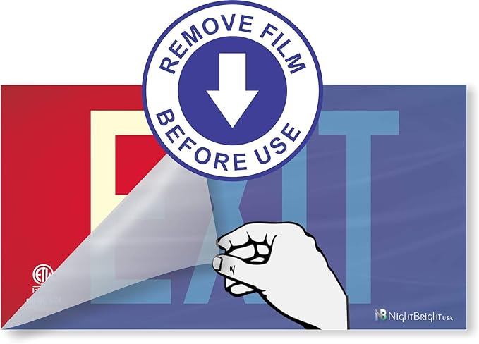 Photoluminescent Exit Sign Red W/Holes and Hardware - Aluminum - UL 924 Code Approved/IBC/NFPA 101) Made in USA | NightBright USA Part Number ULR-050-HH