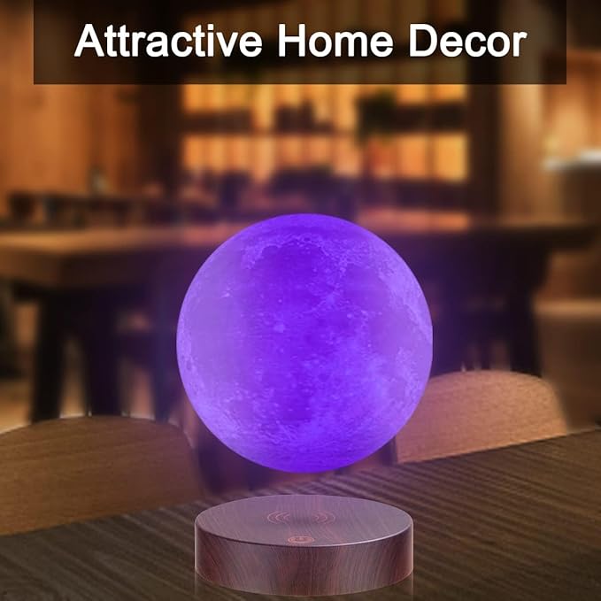 VGAzer Levitating Moon Lamp,Floating Moon Lamp LED Night Light,Spinning in Air Freely with 3D Printing Realistic Moon Display for Unique Room Decor