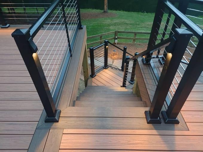 GKOLED Low Voltage Deck Lights, Sleek LED Wedge Post Rail Light, Outdoor Landscape Fence Lighting, 2W 3000K, Die-cast Aluminum Powder Coated Black, UL Listed, 6-Pack