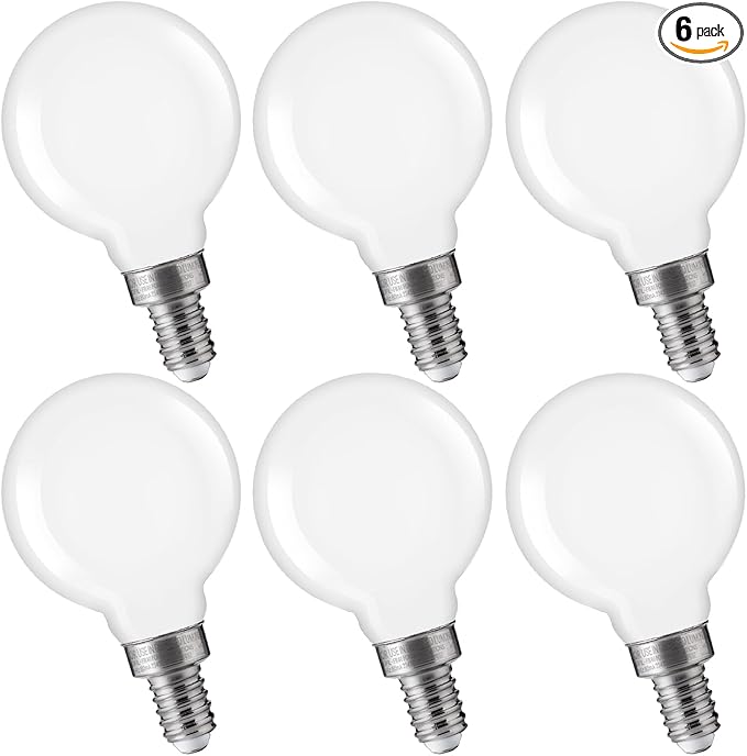 FLSNT Dimmable LED Candelabra Bulbs 60W Equivalent, G16 1/2 LED E12 Chandelier Light Bulbs for Bedroom, Bathroom, 550LM, CRI90, 5.5W, AC 120V, 6 Pack, 4000K Cool White