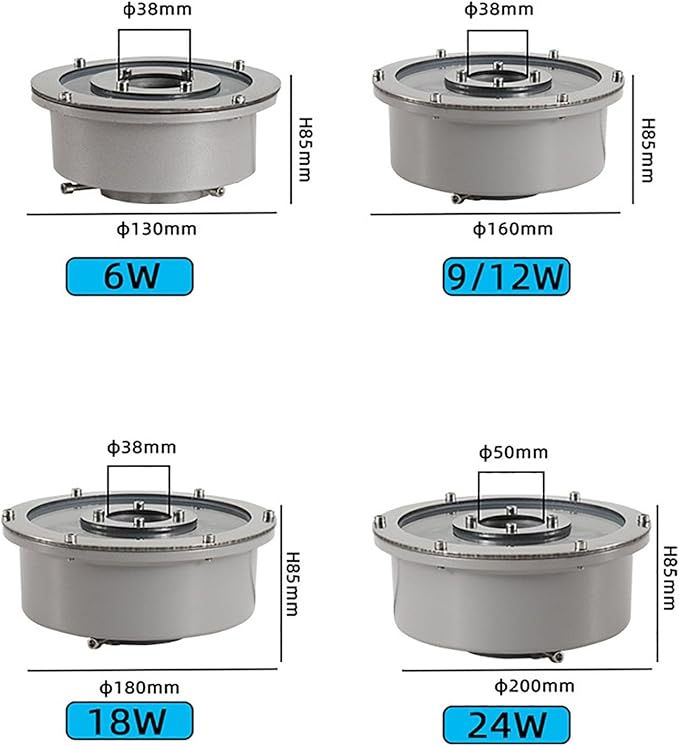 LED Underwater Pond Lights - Ring Fountain RGB Lamp, Colorful Color Changing IP68 Waterproof Recessed Underwater Landscape Lights, Middle Hole Swimming Pool Light, with Remote Control(24v,12W)