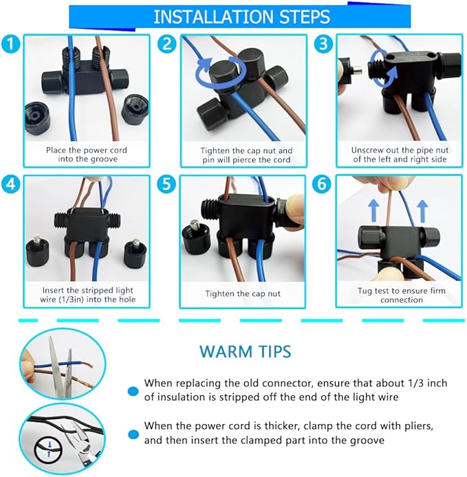 NETEHA 16 Pack Low Voltage 12-18 Gauge Wire Connectors for Landscape Lighting, Pathway Lights, Outdoor LED Lights